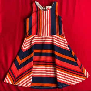 Bonnie Jean Blue Orange & White Striped Dress With Back Tie Size 4